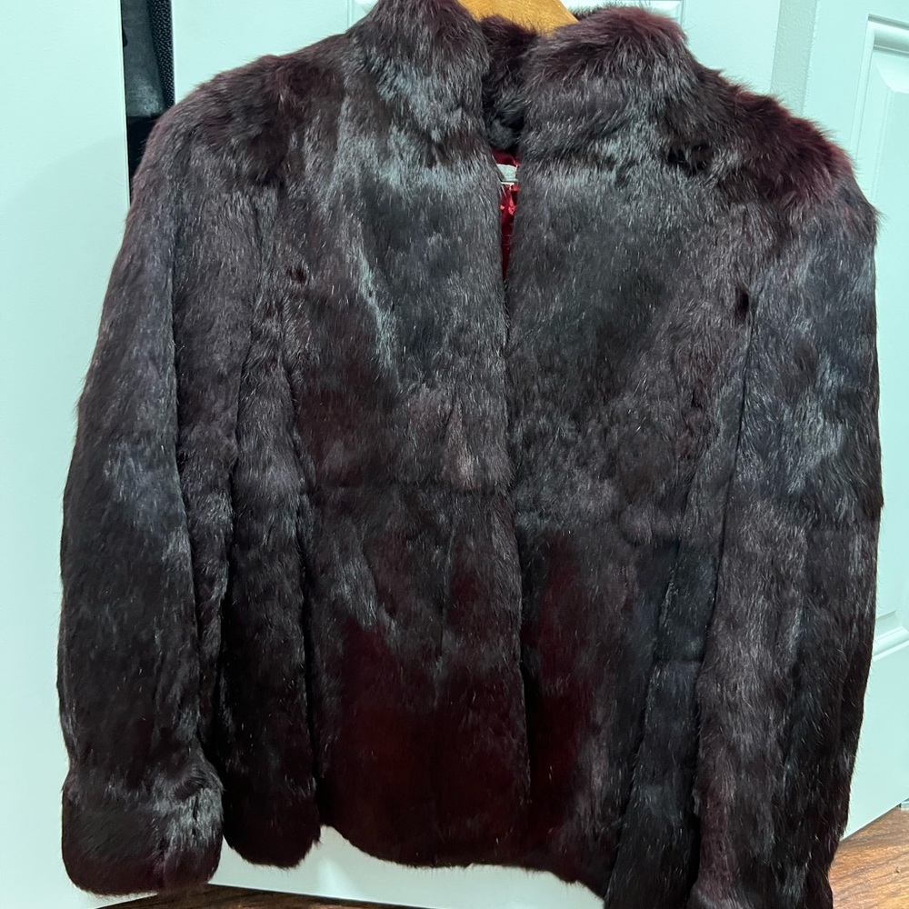 Rabbit fur womens coat